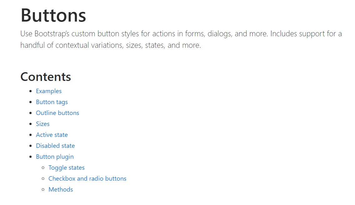 Bootstrap buttons  approved documentation